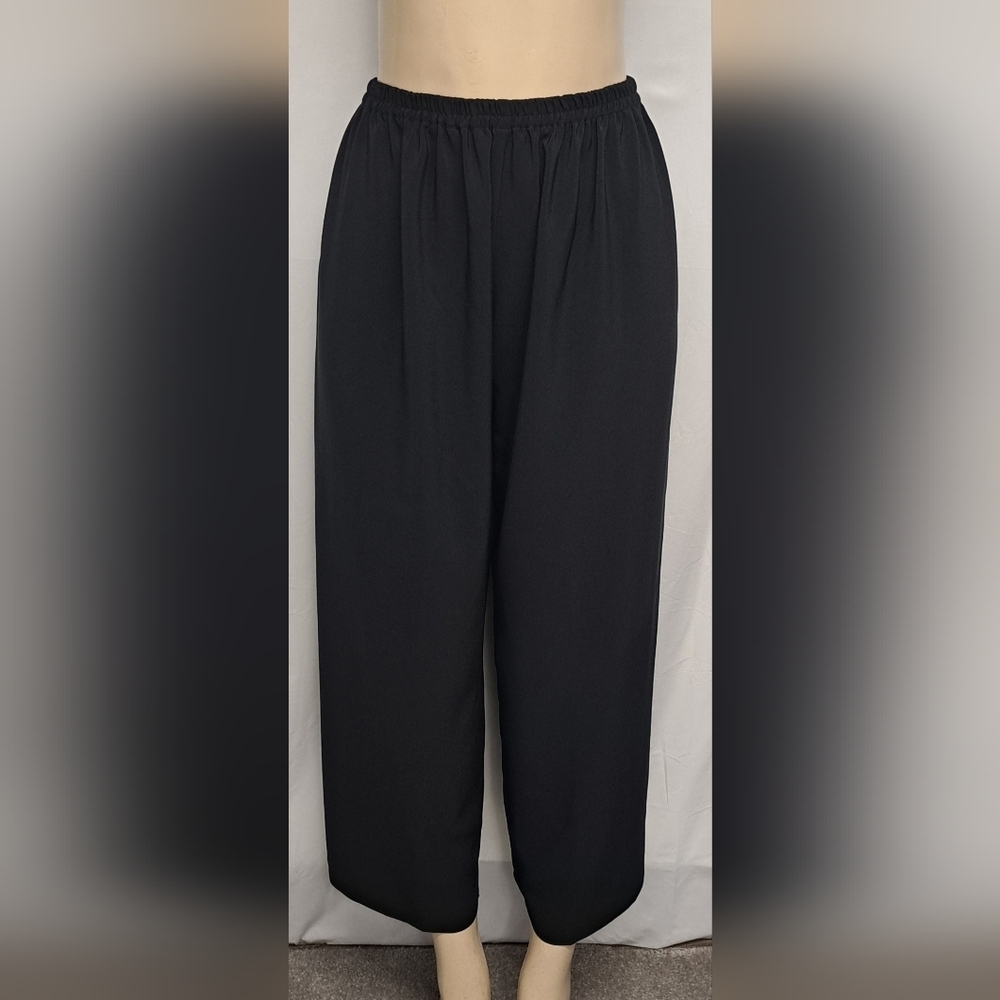 Mack And Mack L Black Pants Lightweight Elastic Waist Flowy Wide Leg